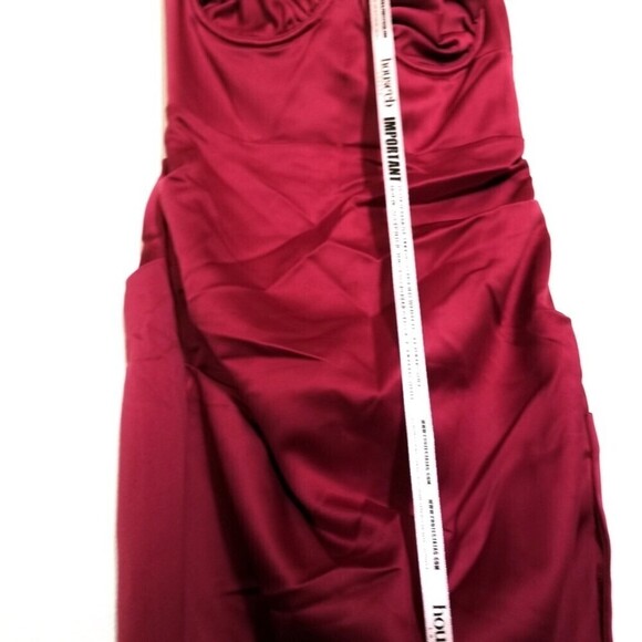 NWT House of CB Flora Wine Satin Pleated Corset Bustier Midi Dress Small Prom - Picture 7 of 12